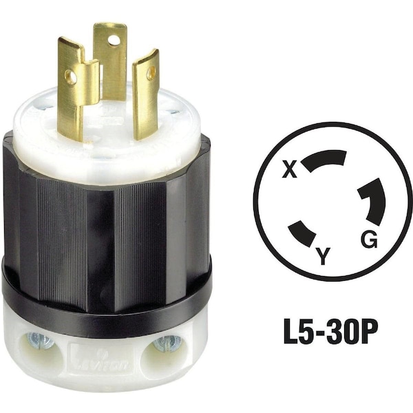30A 125V 3-Wire 2-Pole Industrial Grade Locking Cord Plug